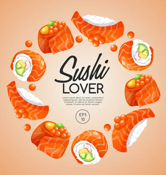 Éléments de rouleaux de sushi — Image vectorielle