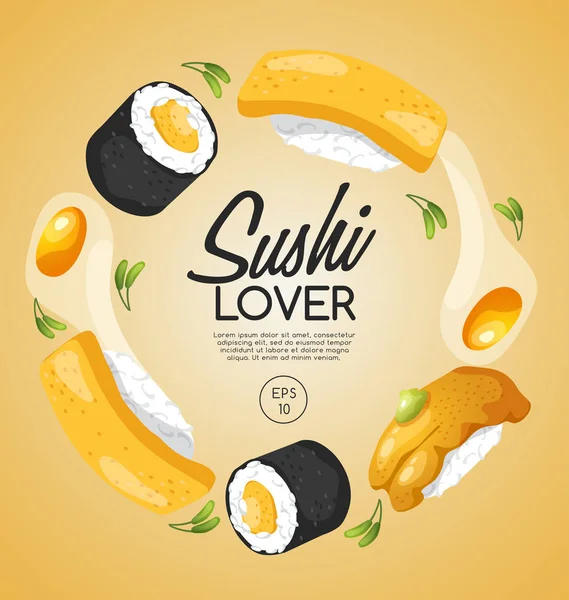 Sushi Rolls Elementos: Ilustração vetorial —  Vetores de Stock