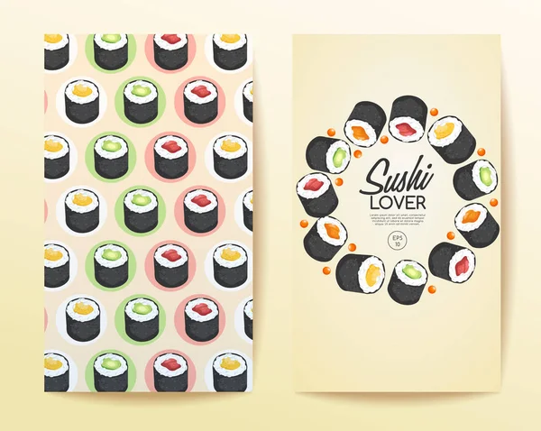 Éléments de rouleaux Sushi : Illustration vectorielle — Image vectorielle