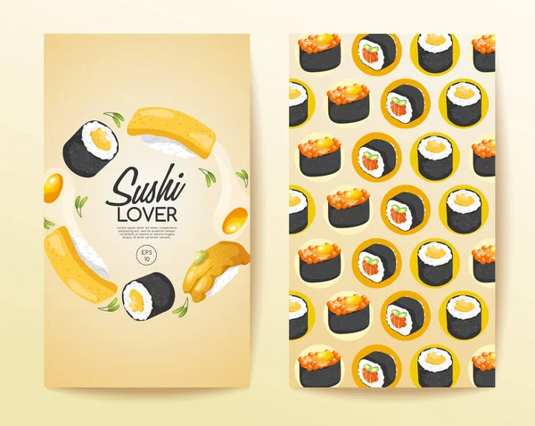 Elementos de rollos de sushi: ilustración vectorial — Vector de stock