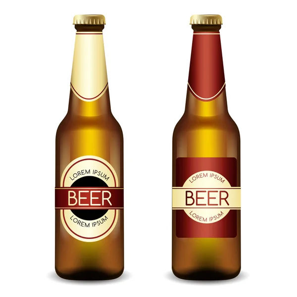 Realistische bierflesjes: Vectorillustratie — Stockvector