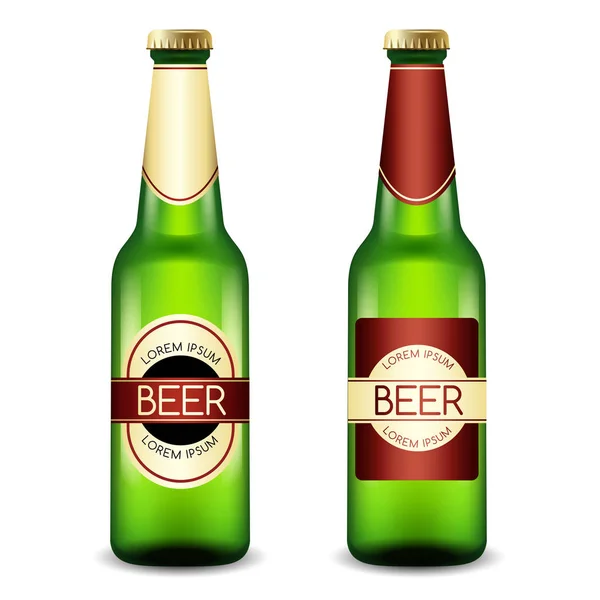 Realistische bierflesjes: Vectorillustratie — Stockvector