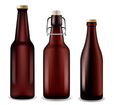 Gerçekçi bira şişeleri: Vektör çizim