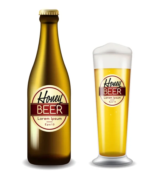 Realistické pivní lahve: Vektorové ilustrace — Stockový vektor