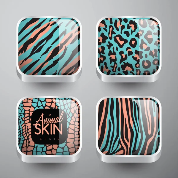 Set of Wild Animal Skin Icons : Vector Illustration — Stock Vector