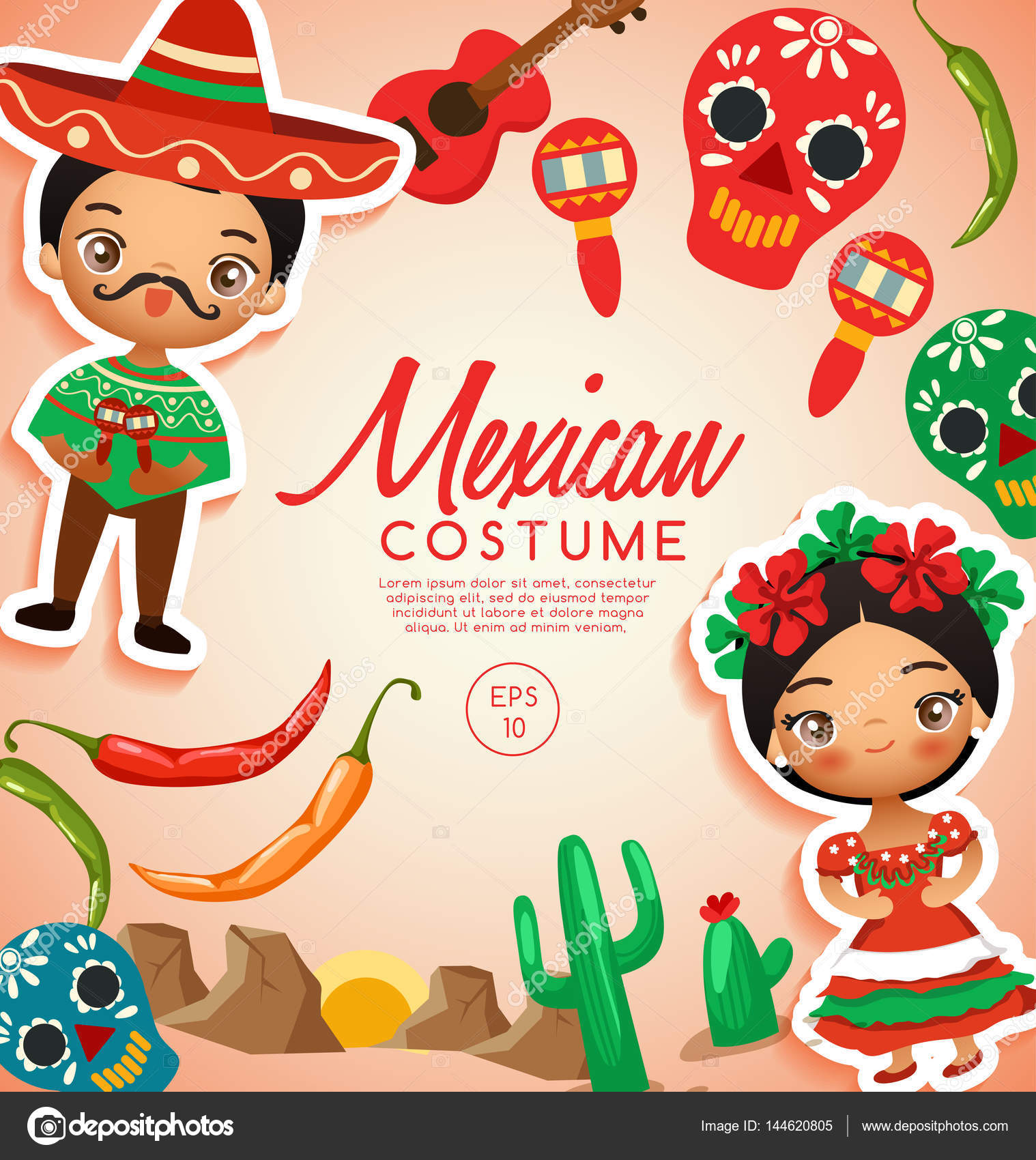 Vestido tipico mexico imágenes de stock de arte vectorial | Depositphotos