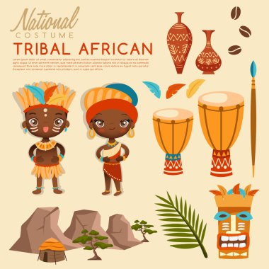 Kabile Afrika geleneksel kostümler: vektör çizim
