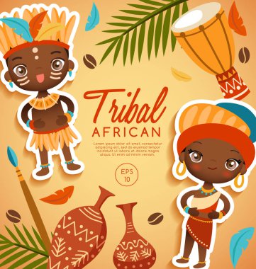 Kabile Afrika geleneksel kostümler: vektör çizim