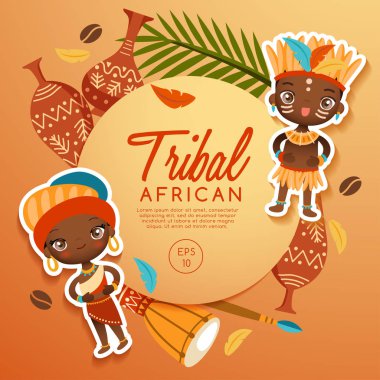 Kabile Afrika geleneksel kostümler: vektör çizim