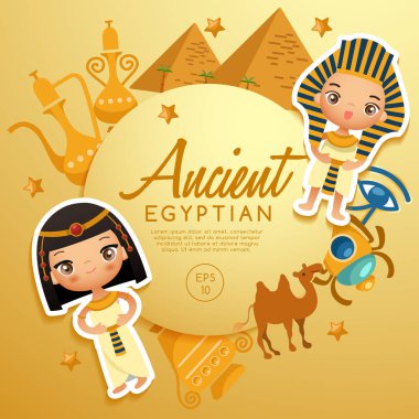 Antik Mısır geleneksel kostümler: vektör çizim