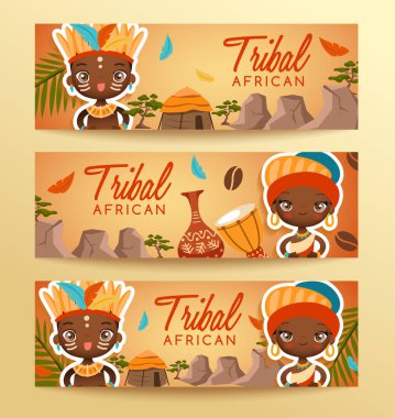 Kabile Afrika geleneksel kostümler: vektör çizim