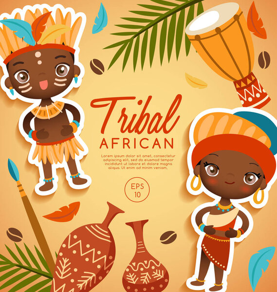 Tribal African traditional costumes : Vector Illustration