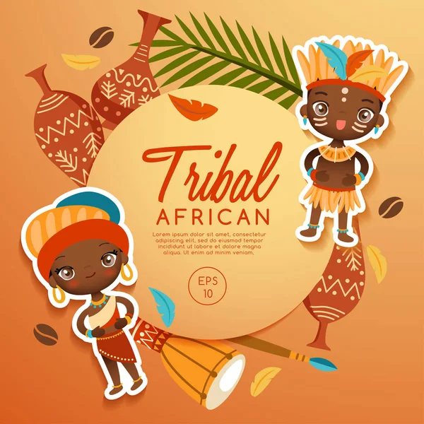Kabile Afrika geleneksel kostümler: vektör çizim
