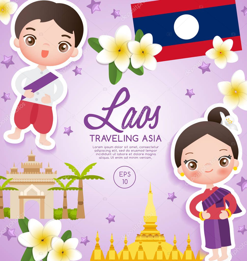 Boy and girl in national costume : Vector Illustration
