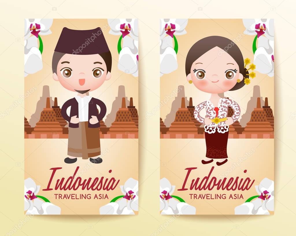 Boy and girl in national costume : Vector Illustration