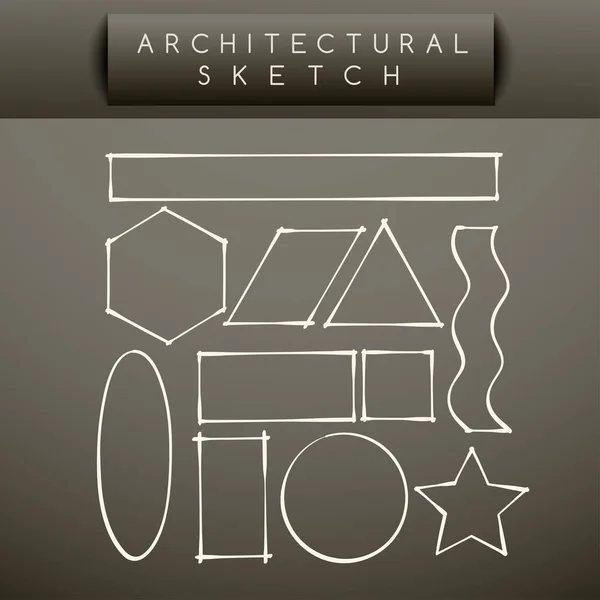 Hand getekende set: architecturale schets: vectorillustratie — Stockvector