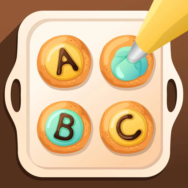 Set alfabet Cookies: Vector Illustratie — Stockvector