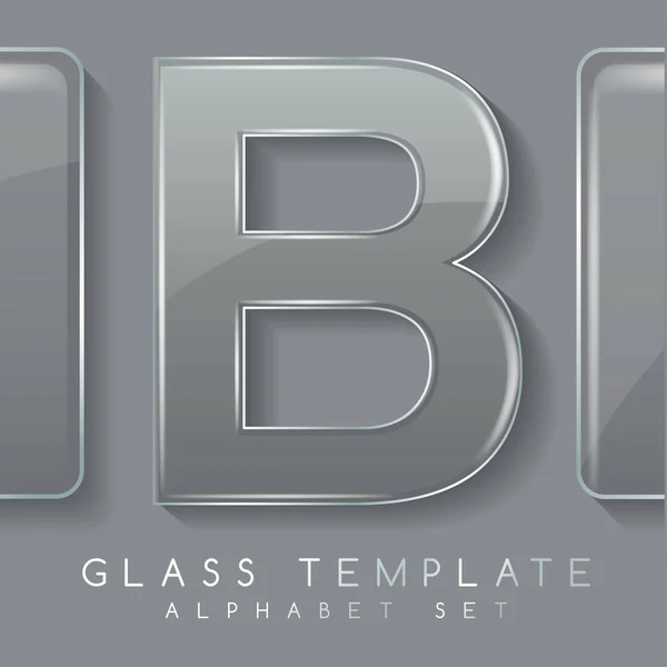 Alphabet Set : Transparent Glass Banners on Grey Background : Vector Illustration — Stock Vector