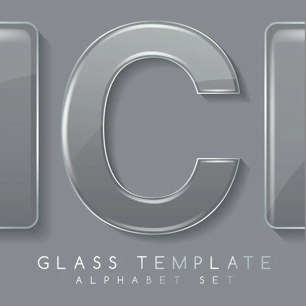 Alphabet Set : Transparent Glass Banners on Grey Background : Vector Illustration — Stock Vector
