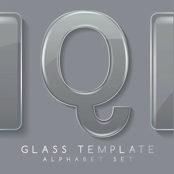 Alphabetsatz: Transparente Glasbanner auf grauem Hintergrund: Vektorillustration — Stockvektor