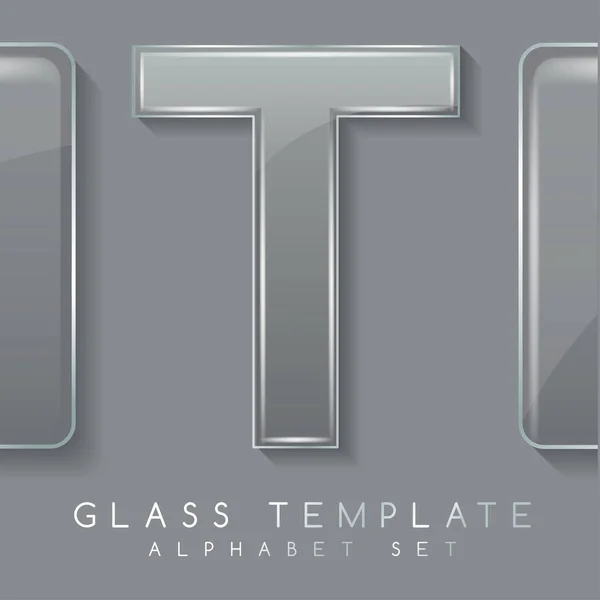 Alphabet Set : Transparent Glass Banners on Grey Background : Vector Illustration — Stock Vector