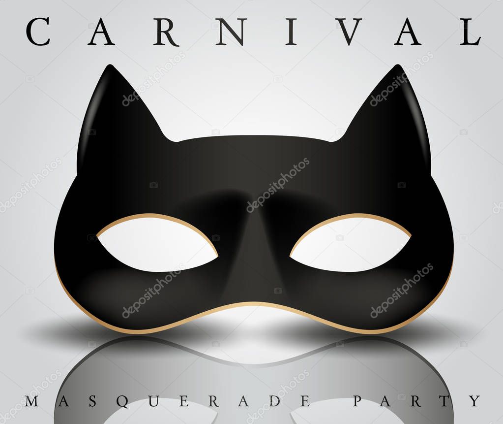 Realistic Carnival Mask On White Background : Vector Illustration