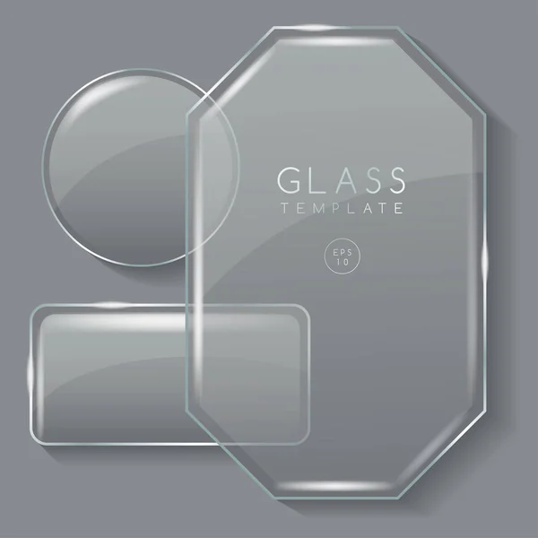 Conjunto de banners de vidrio transparente sobre fondo gris: ilustración vectorial — Vector de stock