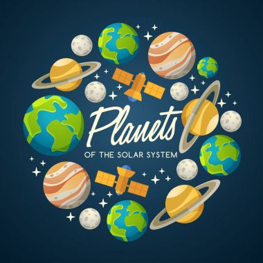 Güneş sistemi gezegenler: Vektör çizim