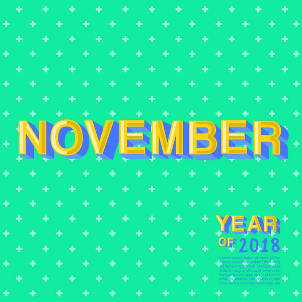 Novembro: Nome do mês com elementos coloridos — Vetor de Stock