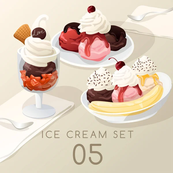 Helado Sundae: Ilustración vectorial — Vector de stock