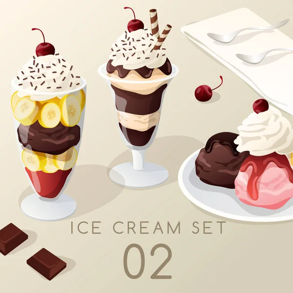 Мороженое с мороженым: векторная иллюстрация — стоковый вектор