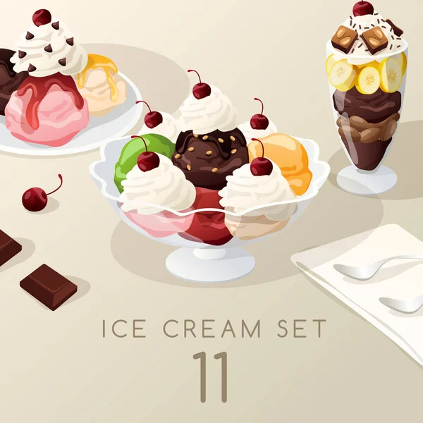 Crème glacée Sundae : Illustration vectorielle — Image vectorielle