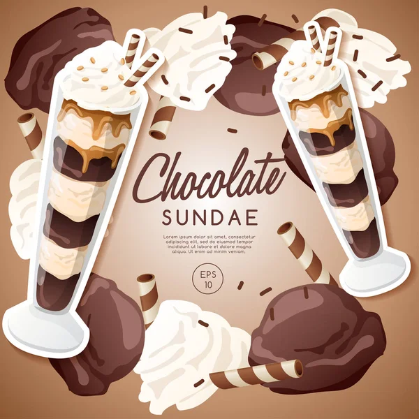 Ice Cream Sundae  : Vector Illustration — Stock Vector