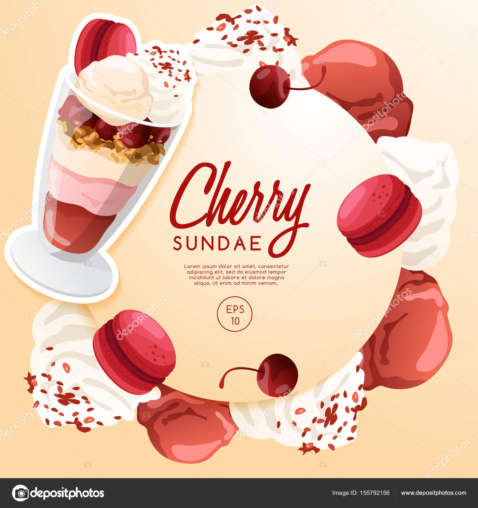 Ice Cream Sundae : Vector Illustration Stock Vector by ©daraon 155792156
