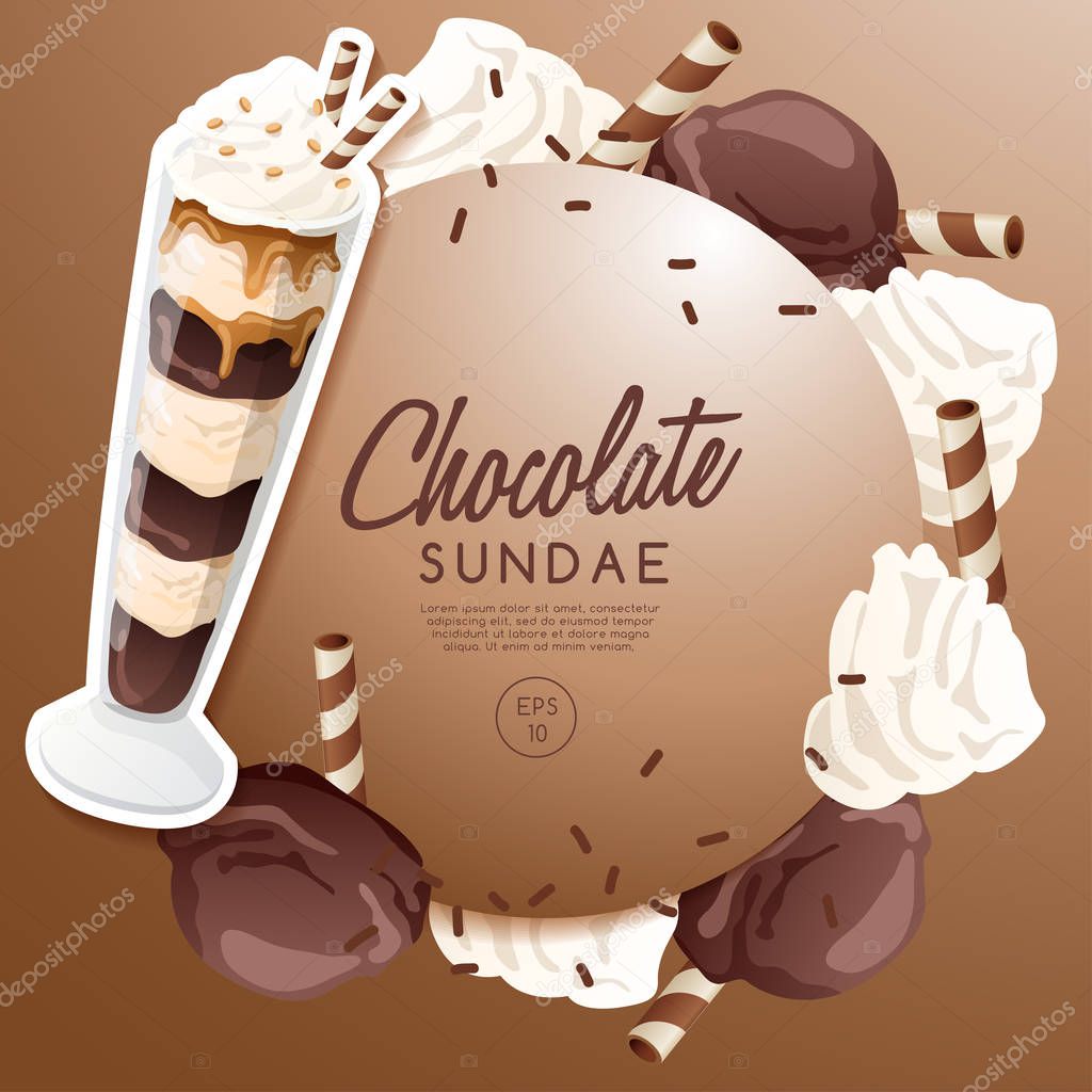 Ice Cream Sundae  : Vector Illustration