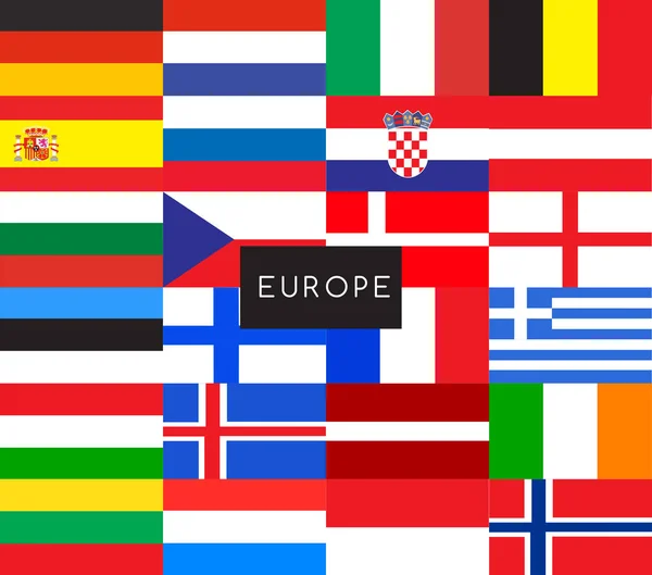 Europa: Flaggen der Welt: Vektorillustration — Stockvektor