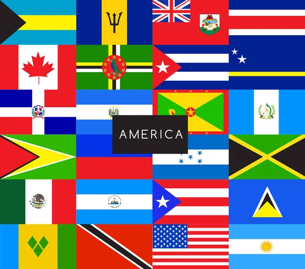 Amerika: Flaggen der Welt: Vektorillustration — Stockvektor