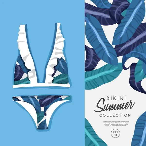 Summer bikini with print — Stock Vector