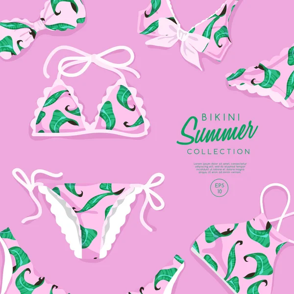 Farbe Bikini mit floralem Print — Stockvektor