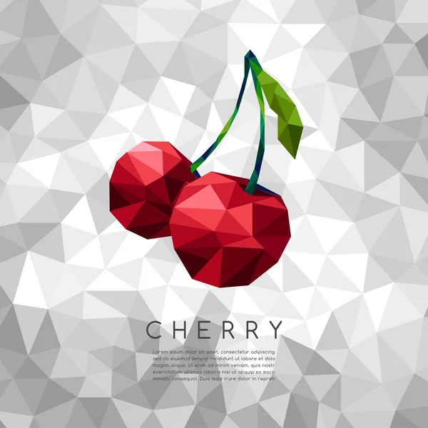 Polygonální Cherry: Vektorové ilustrace — Stockový vektor