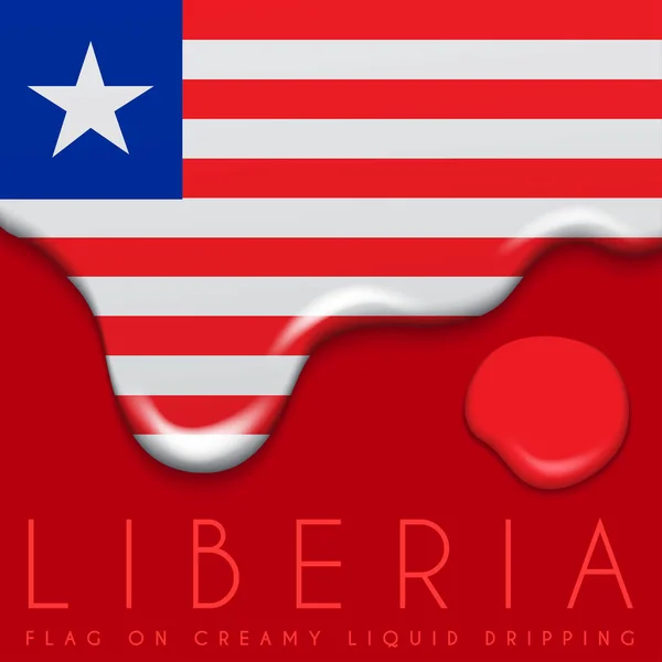 Bandeira da Libéria em gotejamento líquido cremoso —  Vetores de Stock