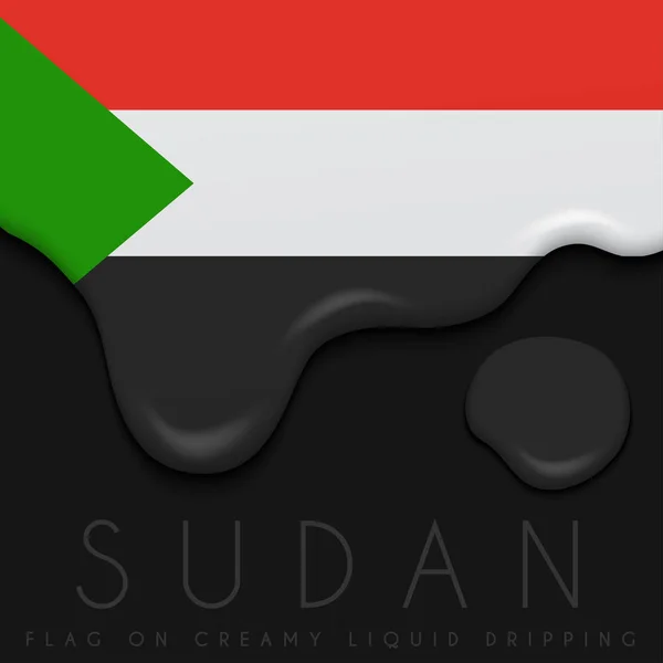 Sudan Flag on Creamy Liquid Dripping — Stock Vector
