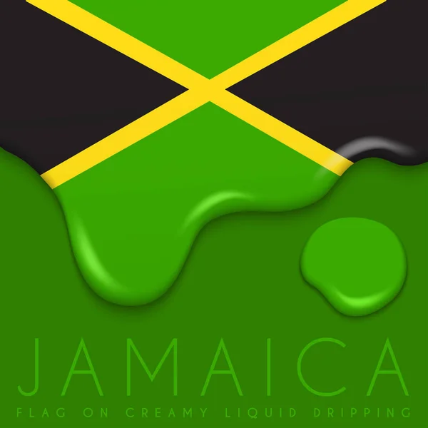 Bandera de Jamaica en goteo cremoso — Vector de stock