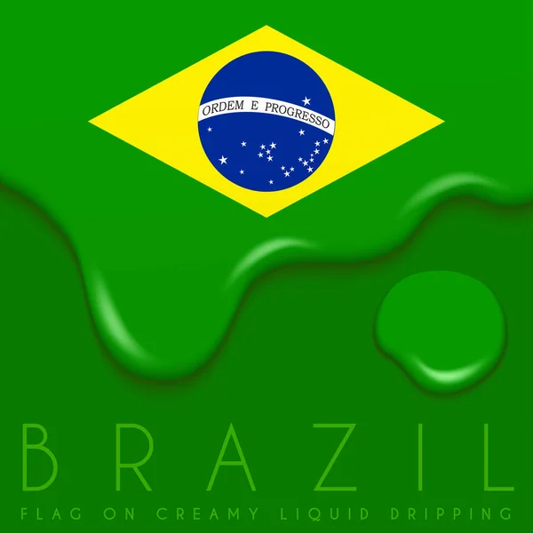 Бразильский флаг на сливочном капании — стоковый вектор