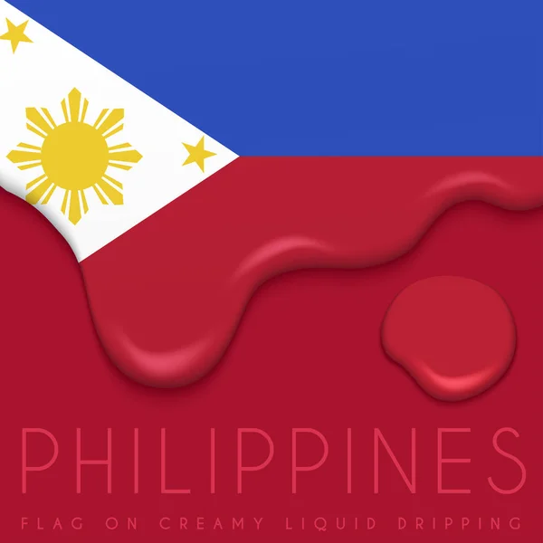 Philippinische Flagge auf tropfender Flüssigkeit — Stockvektor