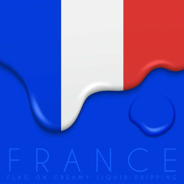 Francia Bandiera su crema gocciolante — Vettoriale Stock