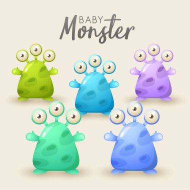 Renkli sevimli canavarlar Set