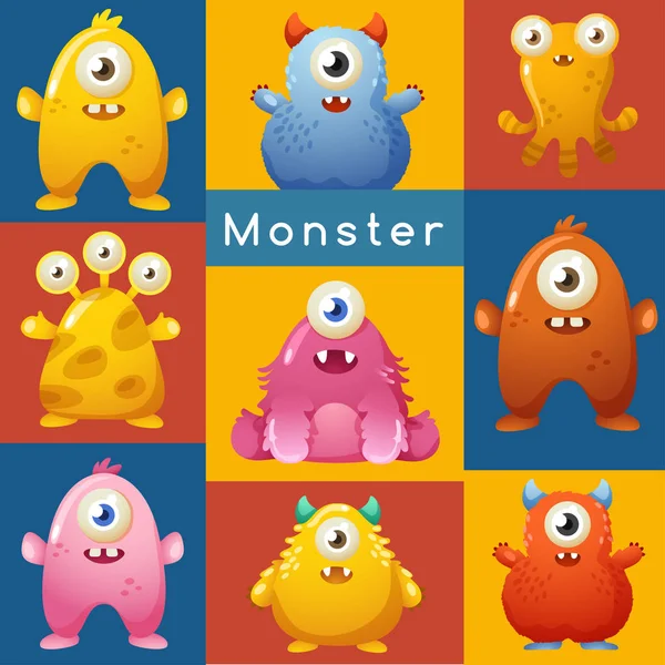 Set de monștri drăguț colorat — Vector de stoc