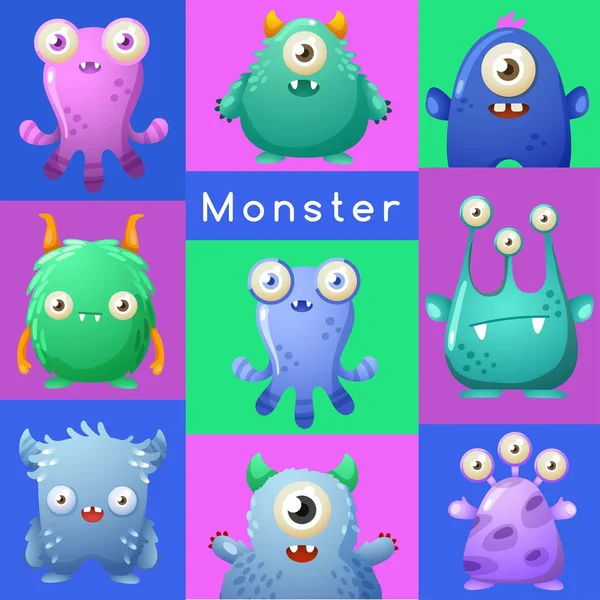 Set de monștri drăguț colorat — Vector de stoc