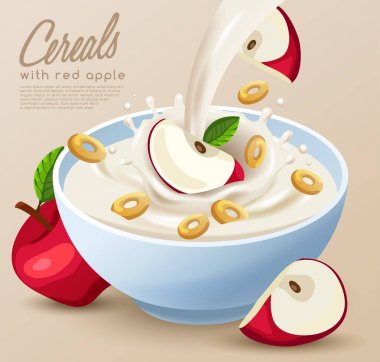 tahıl süt yoğurt ve elma ile 